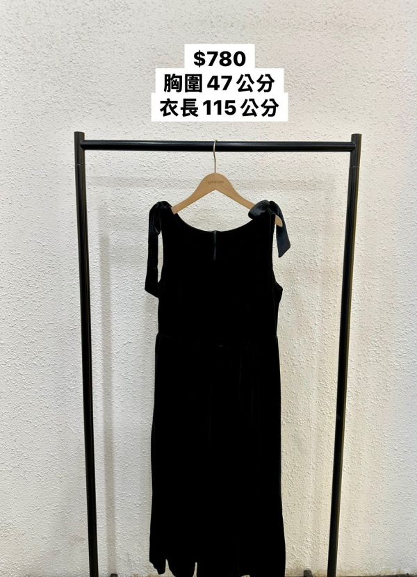 粗綁帶絲絨長洋裝 (冬) 