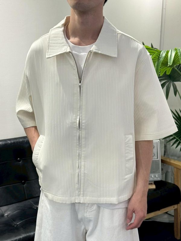 質感壓紋拉鍊襯衫 