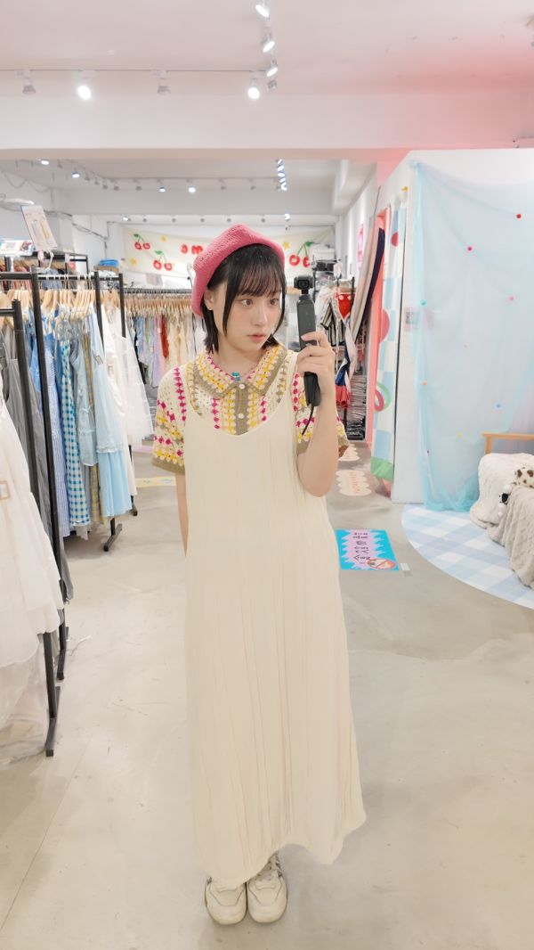 細肩飄逸綁帶長洋裝 