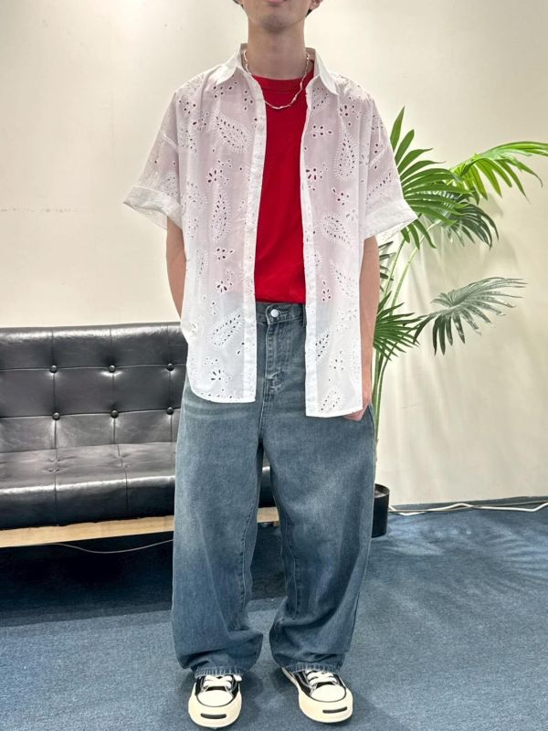 變形蟲雕花襯衫 