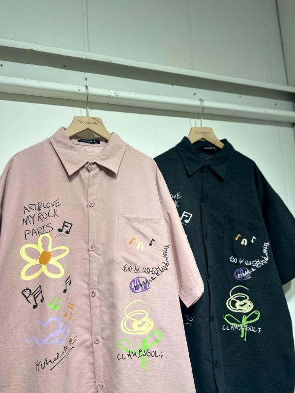 彩色小花塗鴉襯衫 