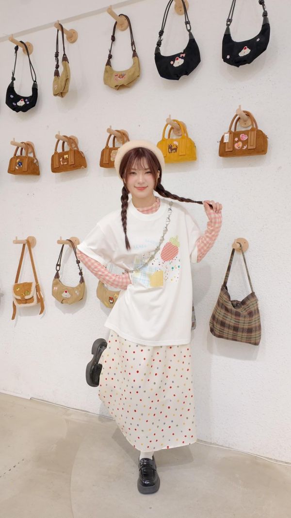 少女方格長袖透膚 