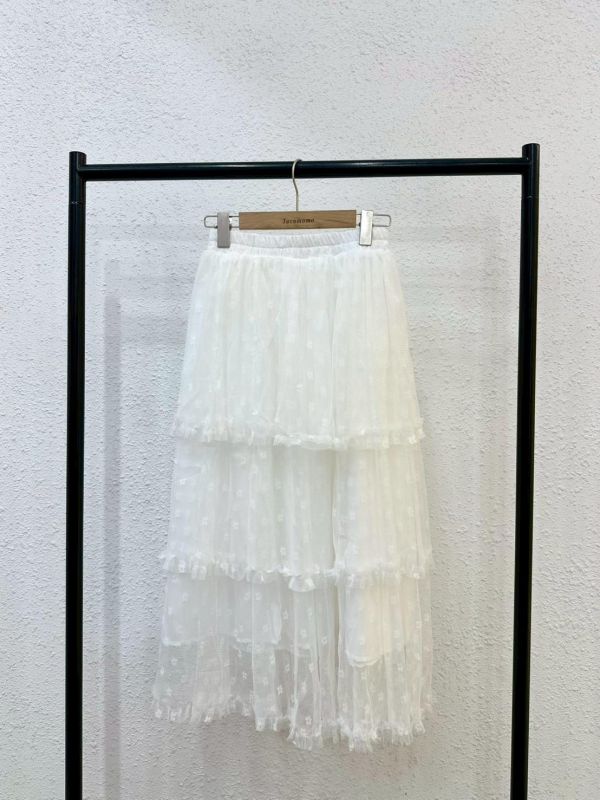 小花網紗層次長裙 