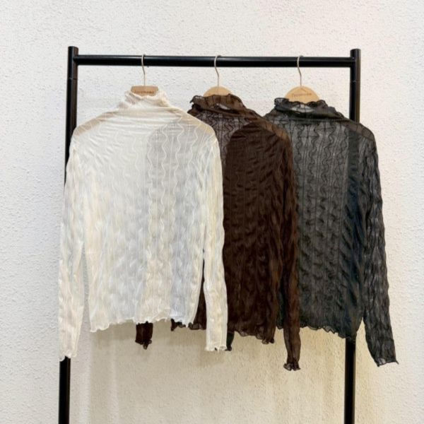 水波紋長袖透膚 