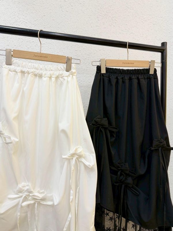 造型綁帶拼接長裙 