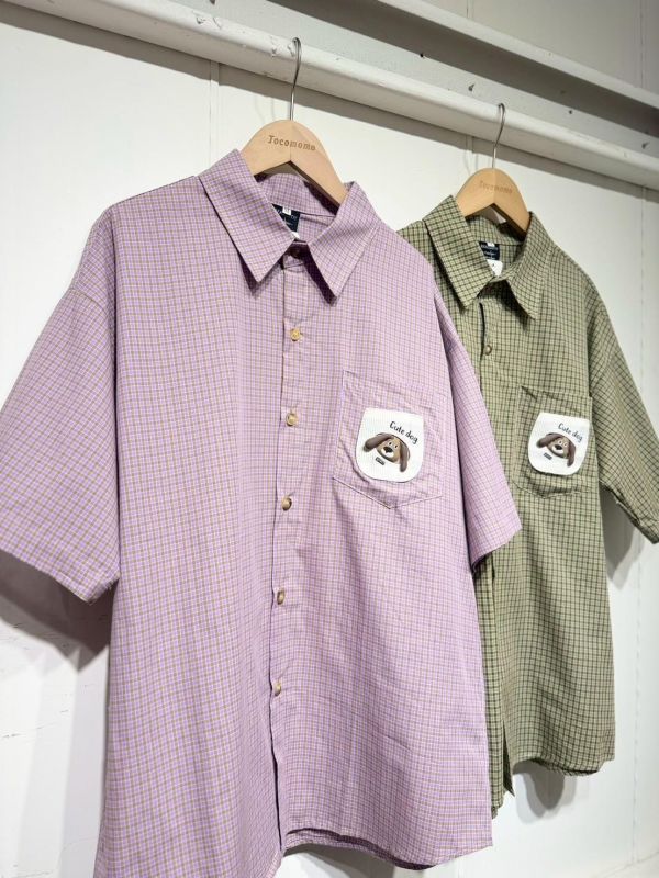 可愛狗狗格紋襯衫 