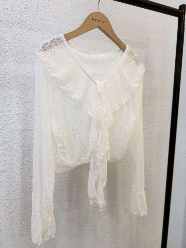 捲捲蕾絲綁帶罩衫 