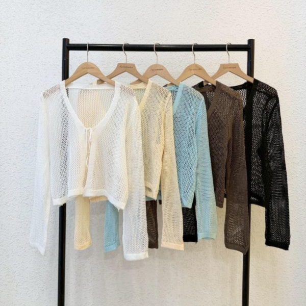 夏日鏤空針織罩衫 