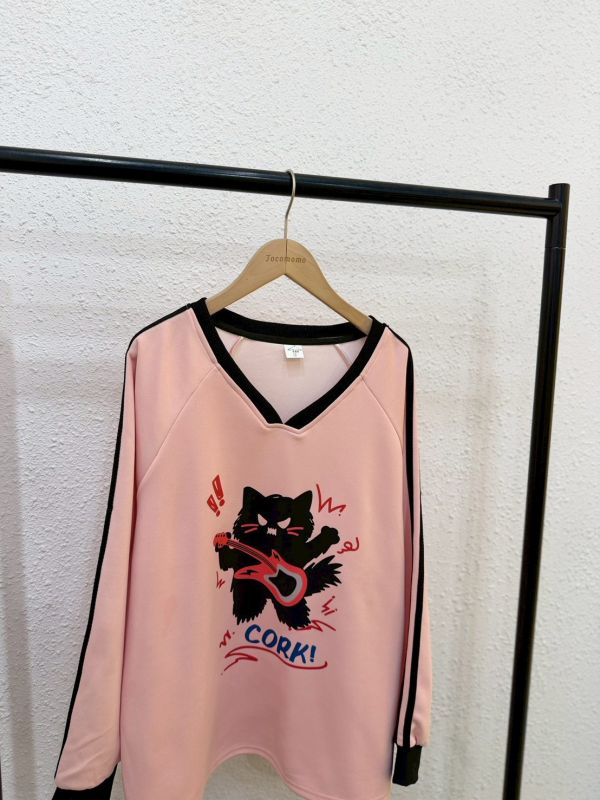 搖滾小貓V領大學踢 (無刷毛) 