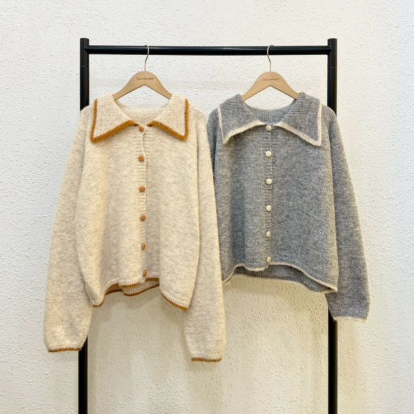 可愛撞色針織外套 