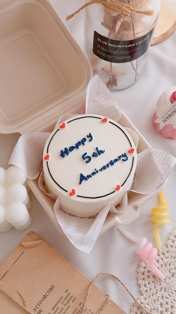 海軍藍線條/愛心-便當盒蛋糕 