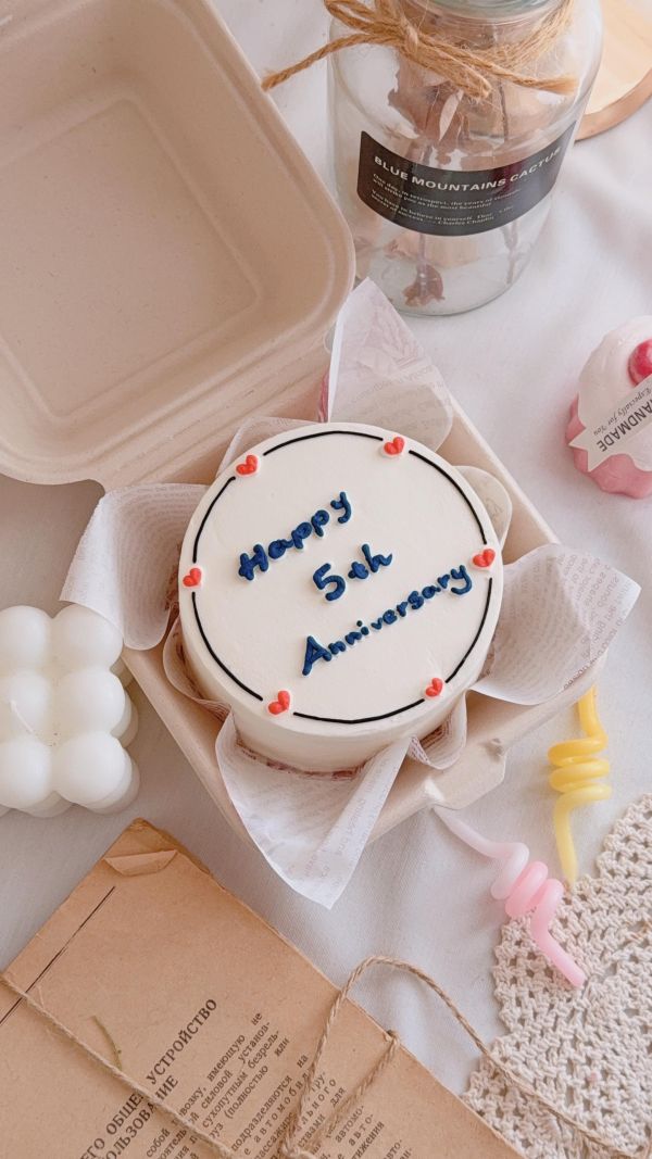 海軍藍線條/愛心-便當盒蛋糕 