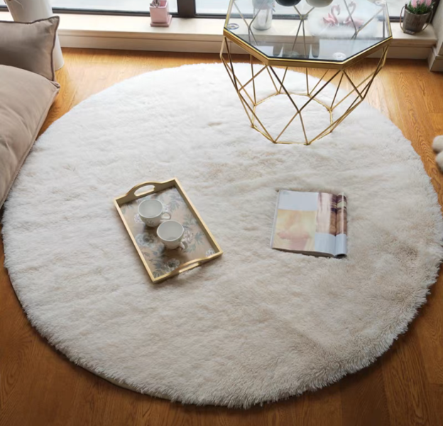 乳白長毛地毯 