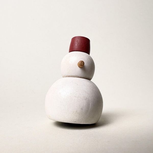 紅帽木製雪人擺飾 