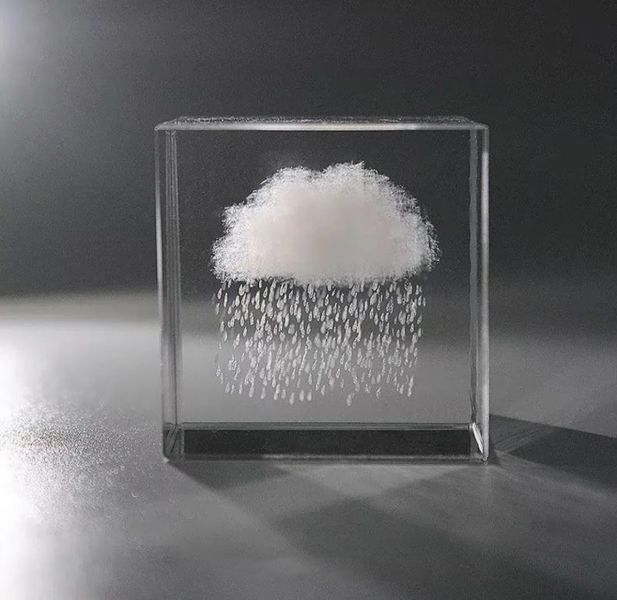 雲朵雨立方水晶擺飾 