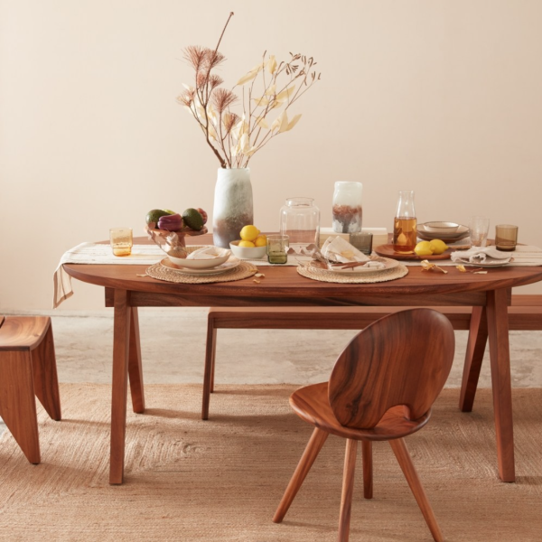 橫向織紋米白棉麻桌旗 