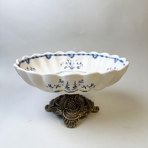 陶瓷雕花高腳點心盤/水果盤 