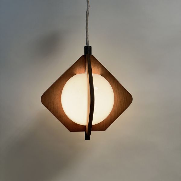 實木四角吊燈 
