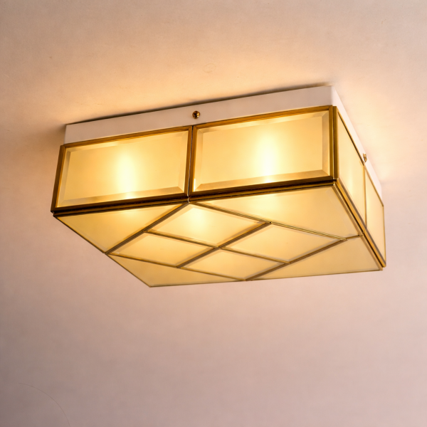 鑲嵌菱格紋玻璃壁燈/吸頂燈 