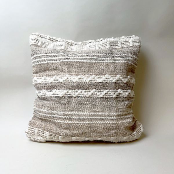 大地色系粗針織抱枕套 