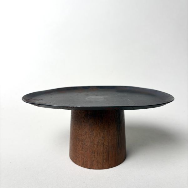 黑鐵木橢圓形木座展示台/水果盤 