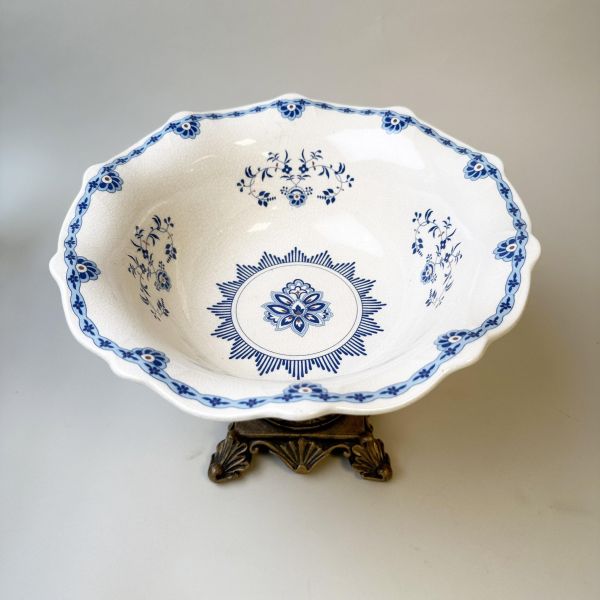 陶瓷雕花高腳點心盤/水果盤 