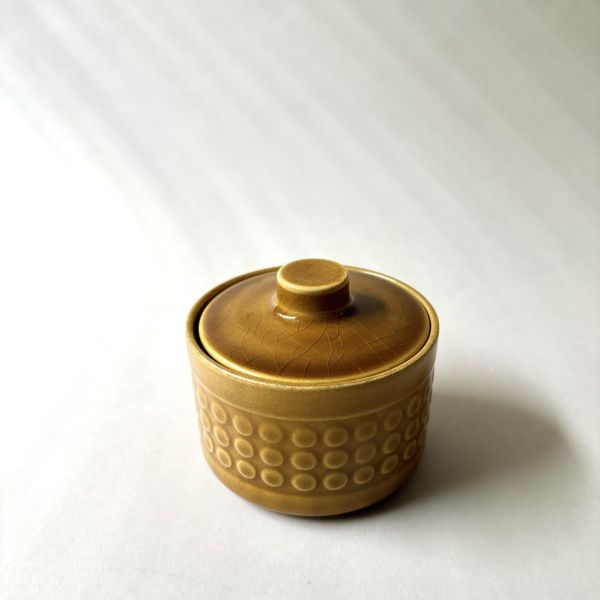 棕色陶瓷幾何圓點儲物罐 