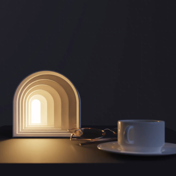 白色水泥拱形夜燈 