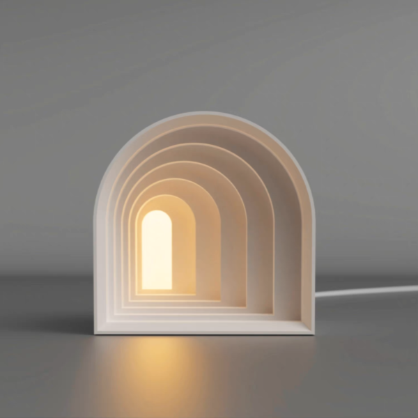 白色水泥拱形夜燈 