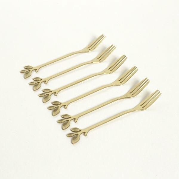 金色葉片造型小叉 