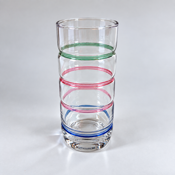 彩色環紋玻璃杯 