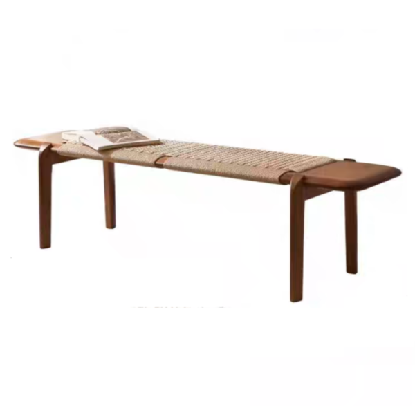 實木繩編長凳 