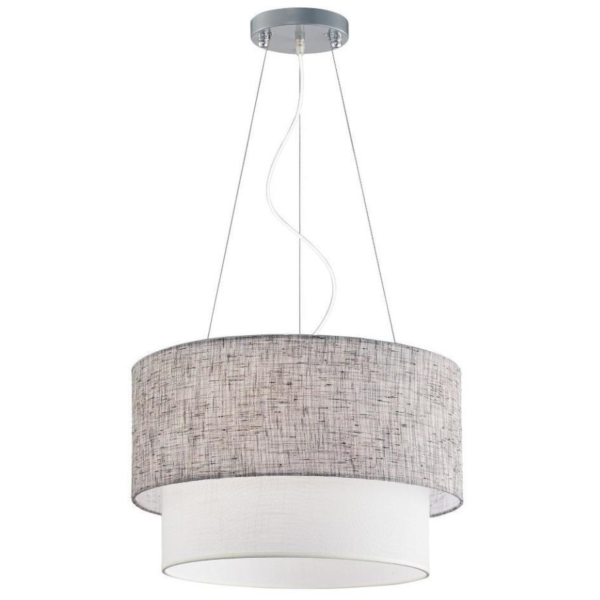 灰白色麻紋雙層布罩吊燈 