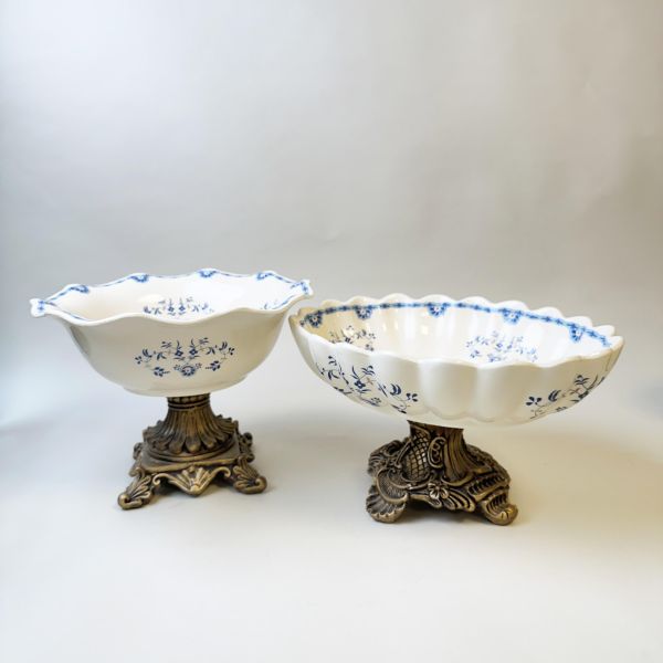 陶瓷雕花高腳點心盤/水果盤 