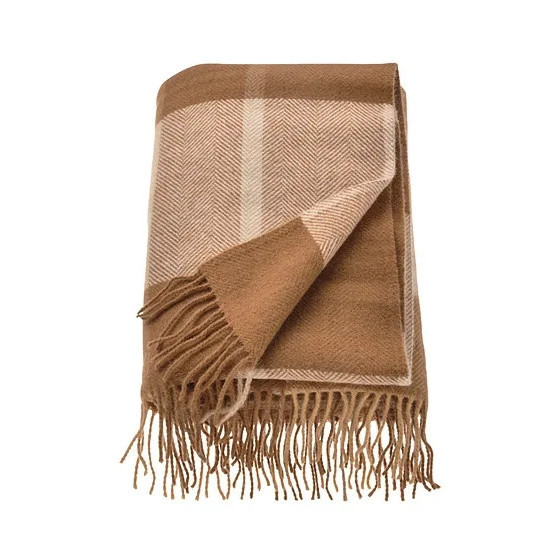 淺棕大地色系羊毛蓋毯 