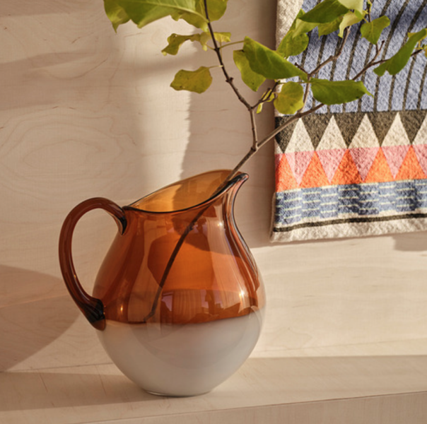 棕乳白雙色玻璃壺 