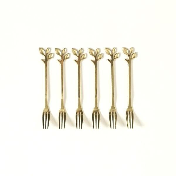 金色葉片造型小叉 