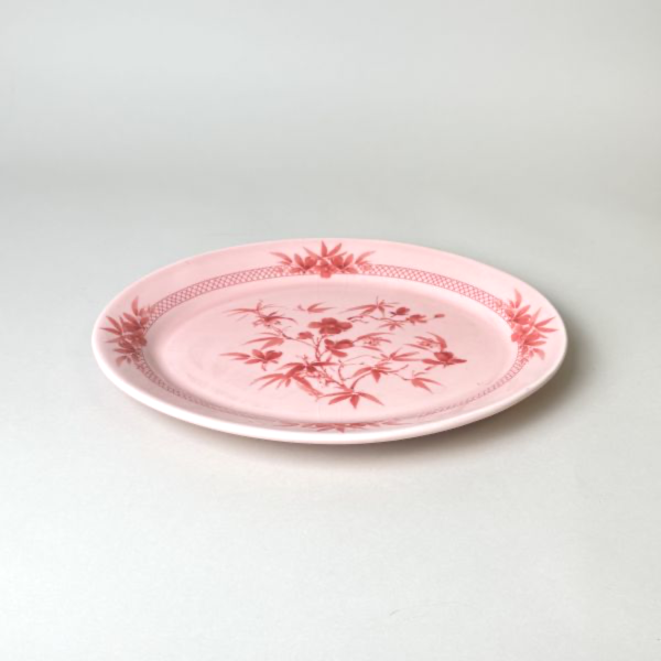 粉色紅花餐盤 
