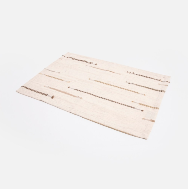 橫向織紋米白棉麻餐墊 