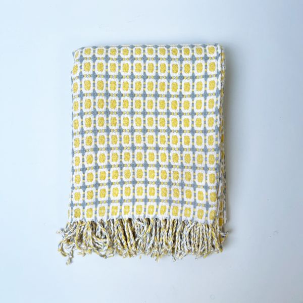 黃灰針織蓋毯 