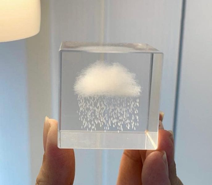 雲朵雨立方水晶擺飾 