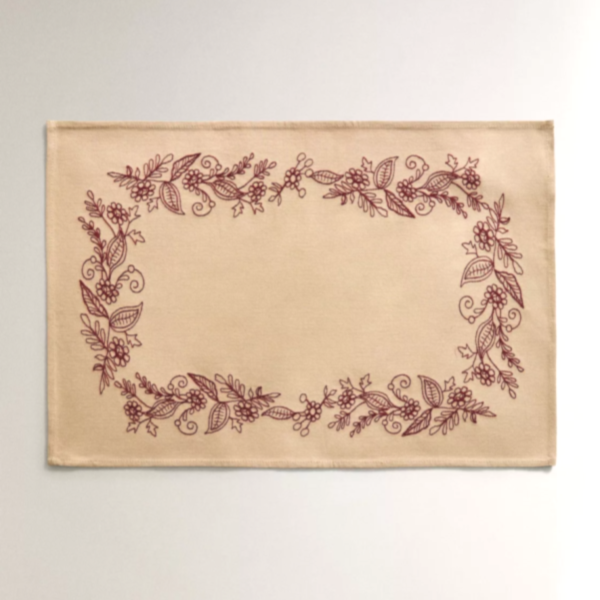 米色紅織紋餐墊 