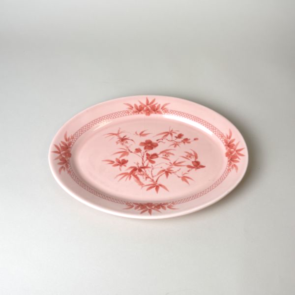 粉色紅花餐盤 