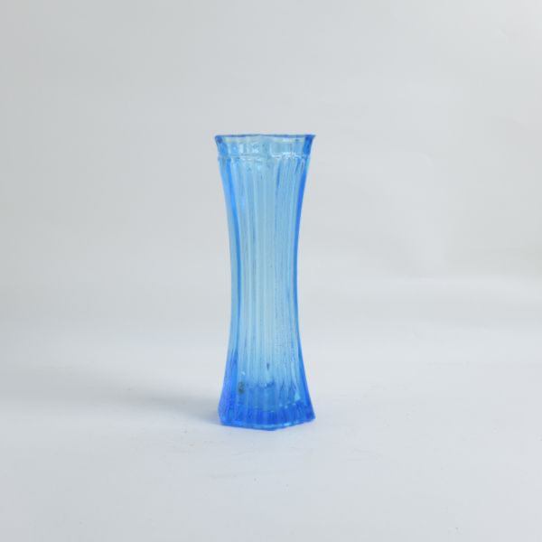 藍色線條玻璃花器 