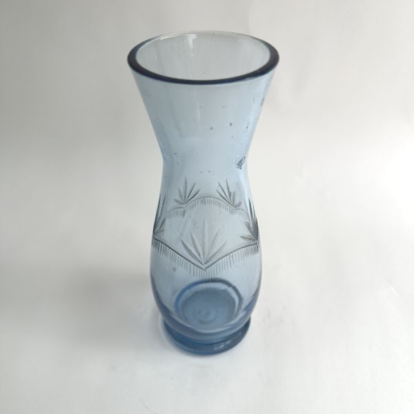 藍色切子玻璃花器 