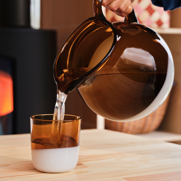 棕乳白雙色玻璃壺 