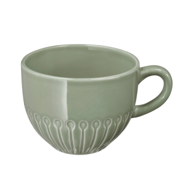 淺灰綠色花紋馬克杯 