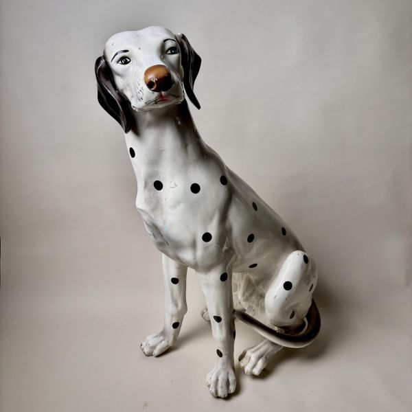 復古大麥町迎賓犬陶瓷雕像 