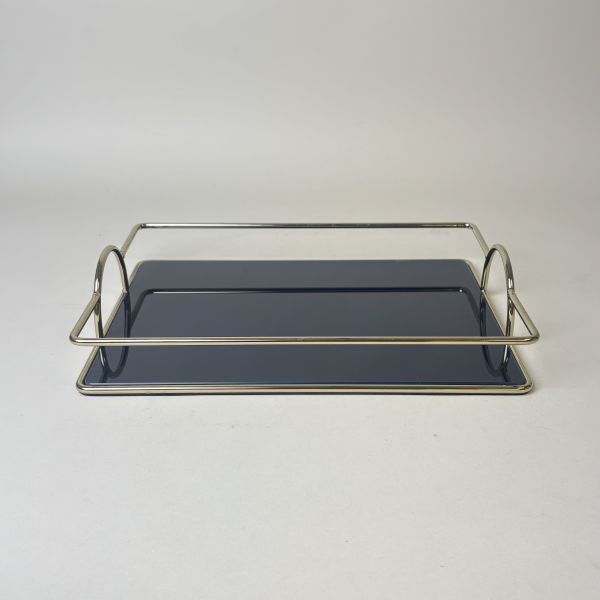 黑玻璃雙耳拖盤 