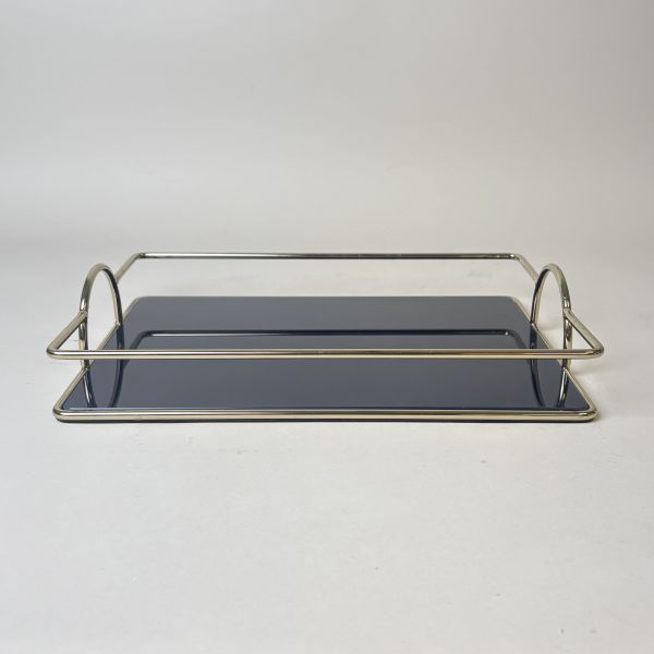 黑玻璃雙耳拖盤 